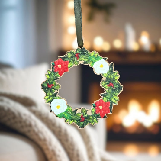 Luxury Winter Wreath Wooden Decoration | Eco-Friendly Handmade Christmas Ornament