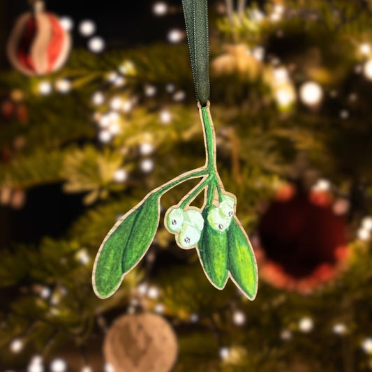 Luxury Handmade Mistletoe Wooden Decoration | Eco-Friendly Christmas Ornament