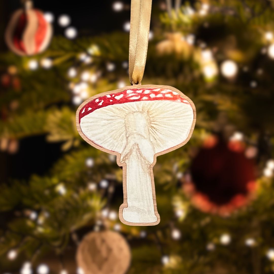 Luxury Handmade Fly Agaric Wooden Decoration | Eco-Friendly Woodland Ornament