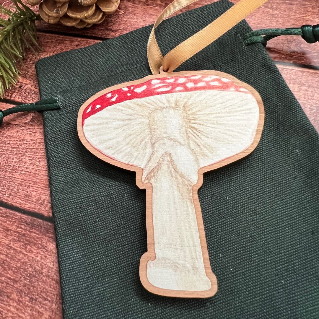 Luxury Handmade Fly Agaric Wooden Decoration | Eco-Friendly Woodland Ornament