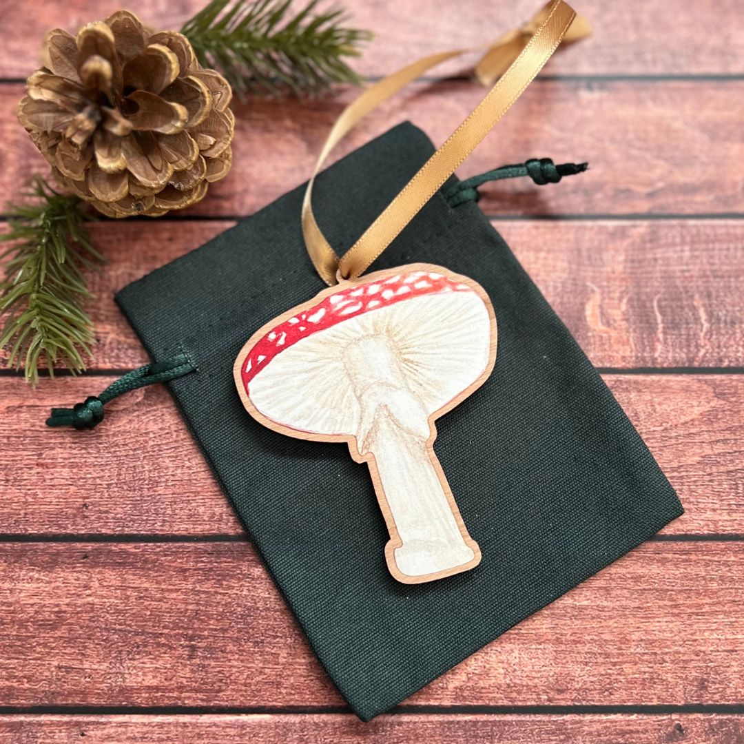 Luxury Handmade Fly Agaric Wooden Decoration | Eco-Friendly Woodland Ornament