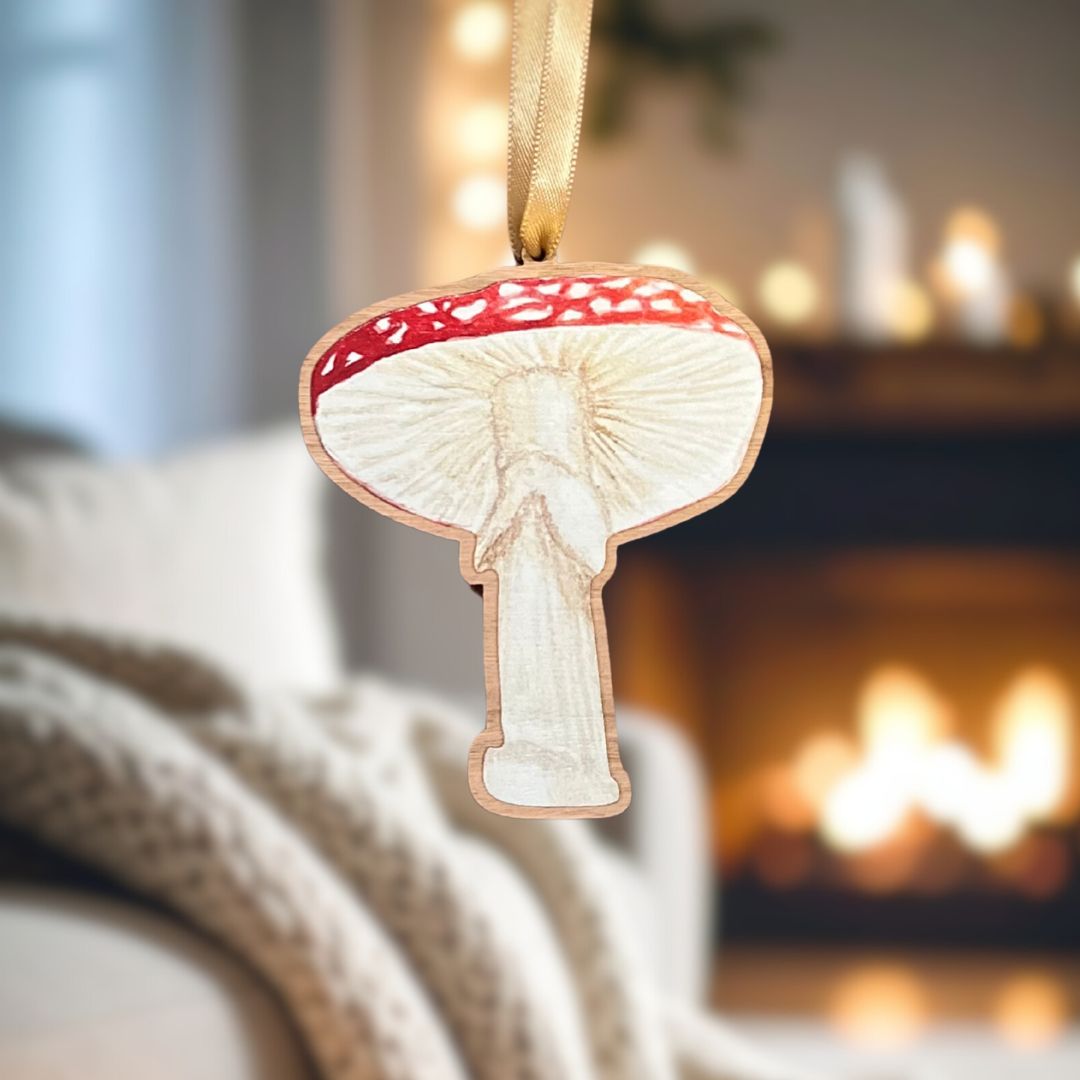 Luxury Handmade Fly Agaric Wooden Decoration | Eco-Friendly Woodland Ornament