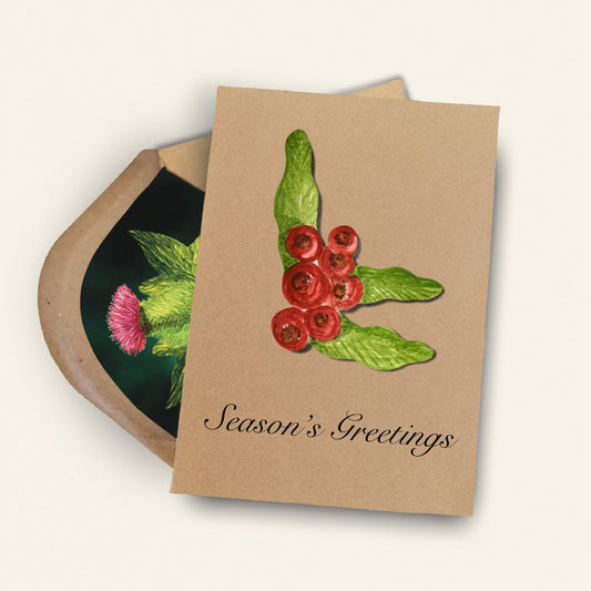 Luxury Handmade Rowan Berries Christmas Card | Eco-Friendly & Personalised
