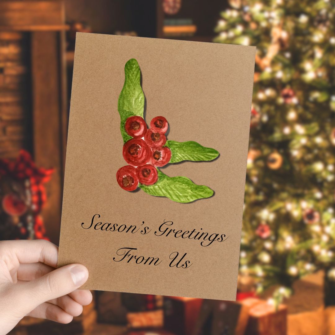 Luxury Handmade Rowan Berries Christmas Card | Eco-Friendly & Personalised