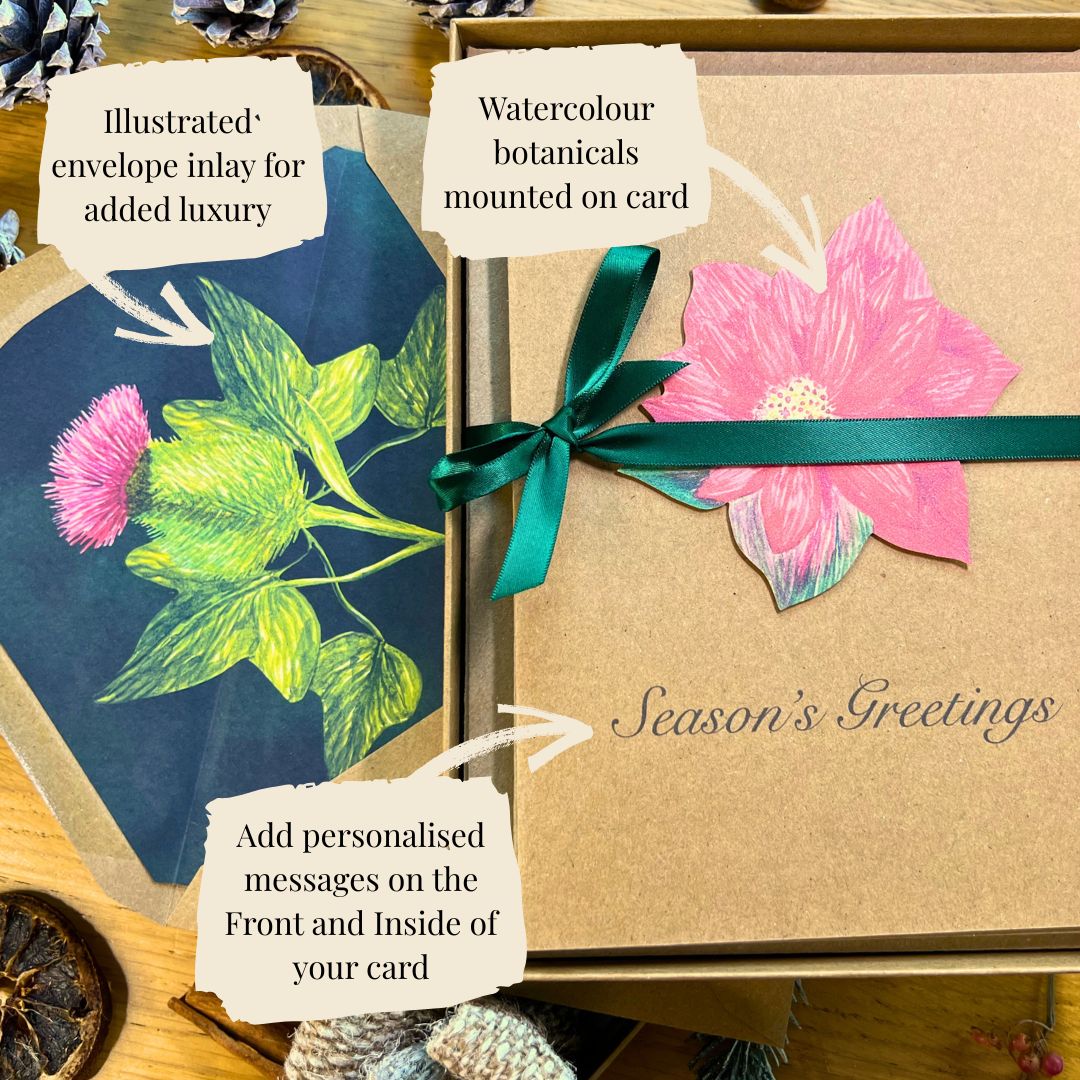 Luxury Handmade Holly Christmas Card | Eco-Friendly & Personalised