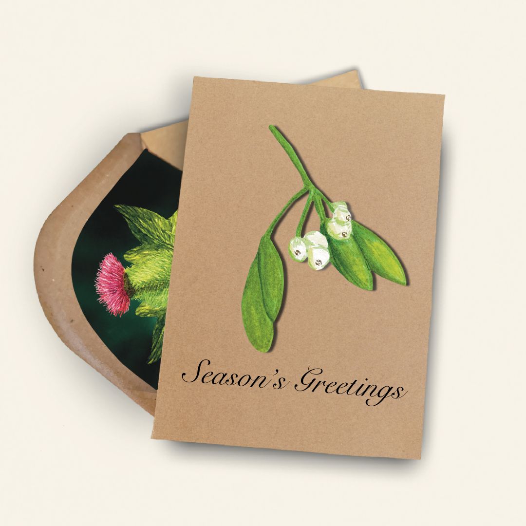 Luxury Handmade Mistletoe Christmas Card | Eco-Friendly & Personalised