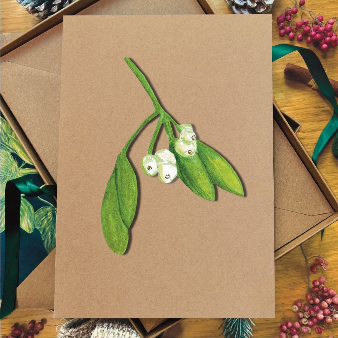 Luxury Handmade Mistletoe Christmas Card | Eco-Friendly & Personalised