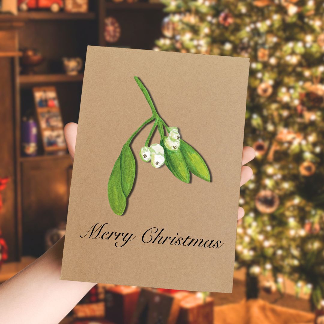 Luxury Handmade Mistletoe Christmas Card | Eco-Friendly & Personalised