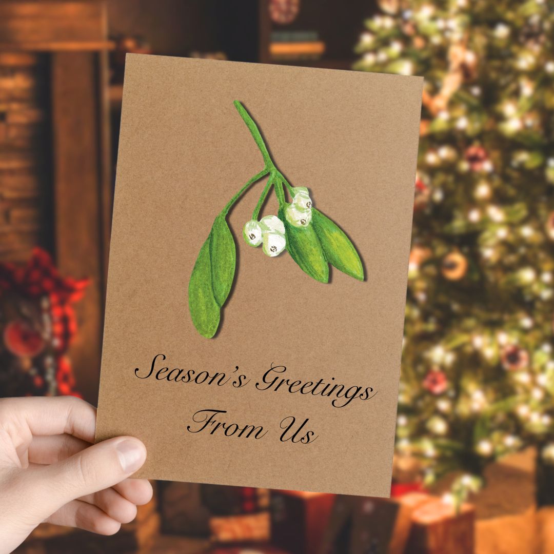 Luxury Handmade Mistletoe Christmas Card | Eco-Friendly & Personalised