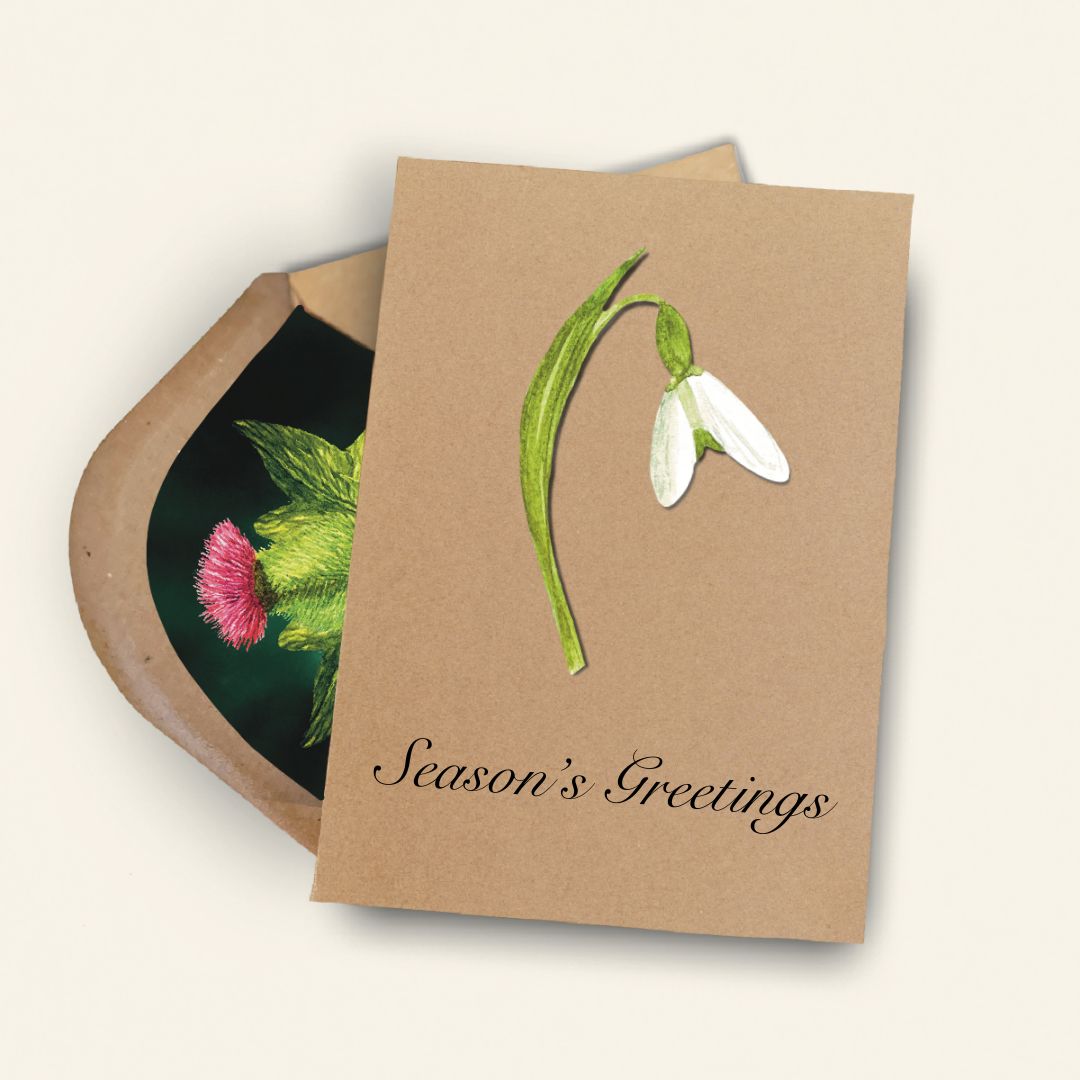 Luxury Handmade Snowdrop Christmas Card | Eco-Friendly & Personalised