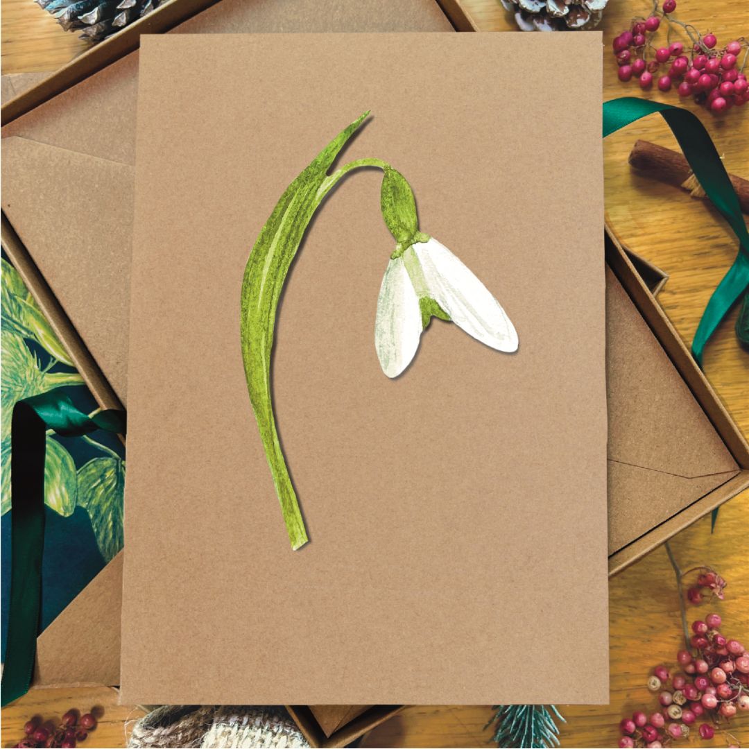 Luxury Handmade Snowdrop Christmas Card | Eco-Friendly & Personalised
