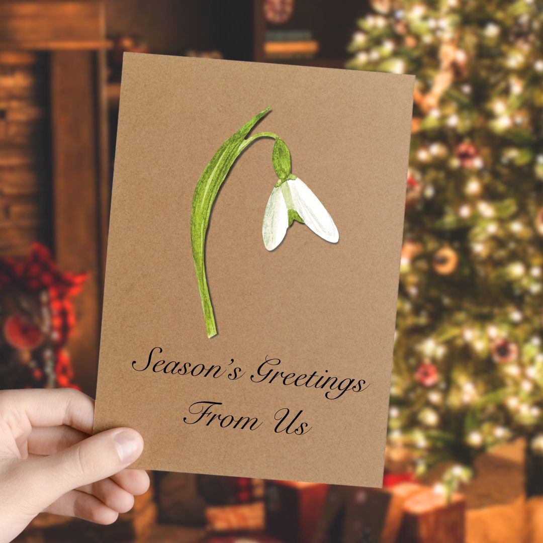 Luxury Handmade Snowdrop Christmas Card | Eco-Friendly & Personalised