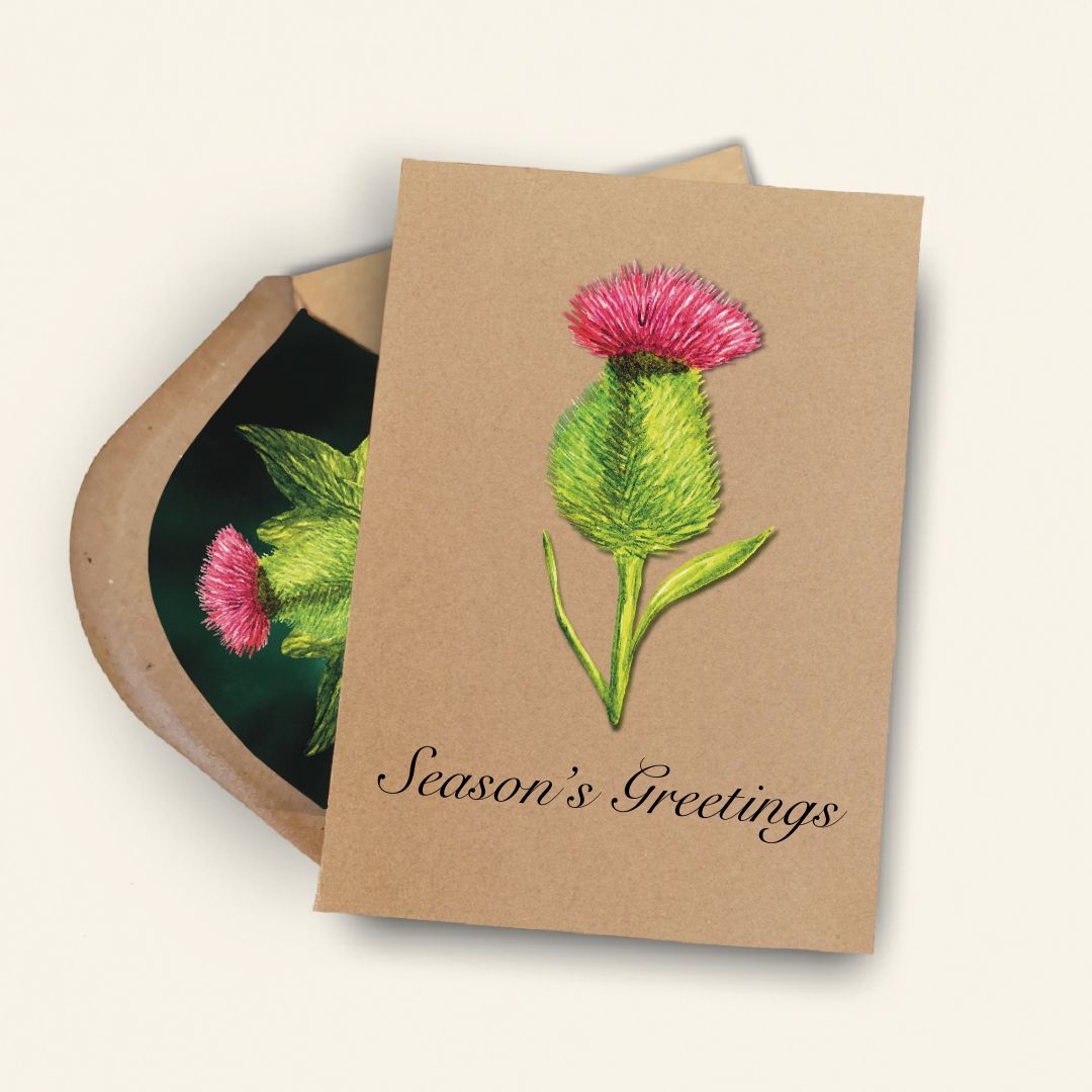 Luxury Handmade Thistle Christmas Card | Eco-Friendly & Personalised