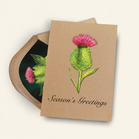 Luxury Handmade Thistle Christmas Card | Eco-Friendly & Personalised