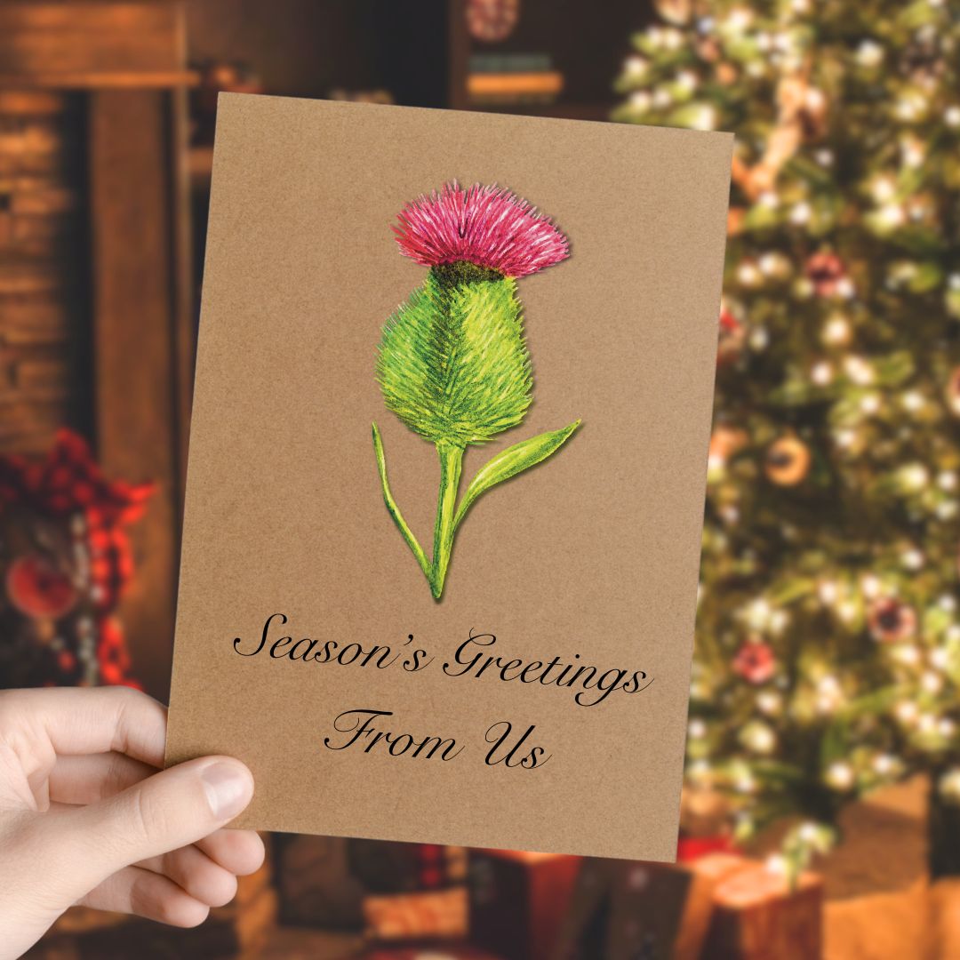 Luxury Handmade Thistle Christmas Card | Eco-Friendly & Personalised