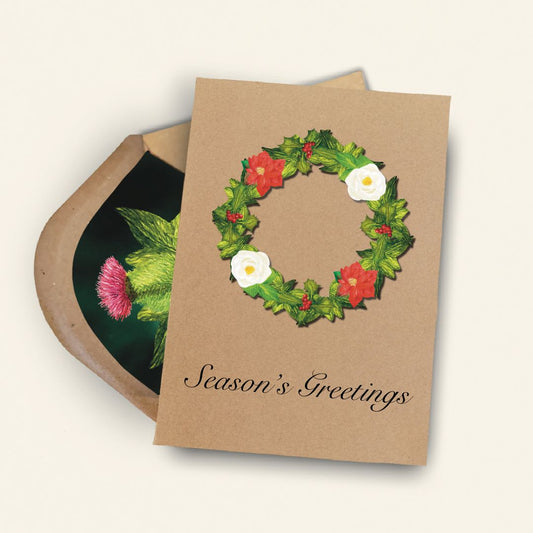 Luxury Handmade Winter Wreath Christmas Card | Eco-Friendly & Personalised