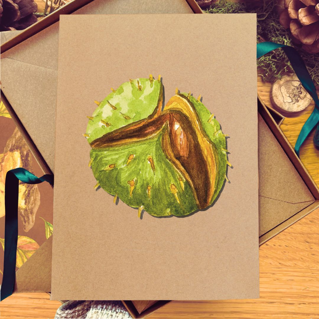 Handmade Conker Greetings Card | Personalised & Eco Friendly