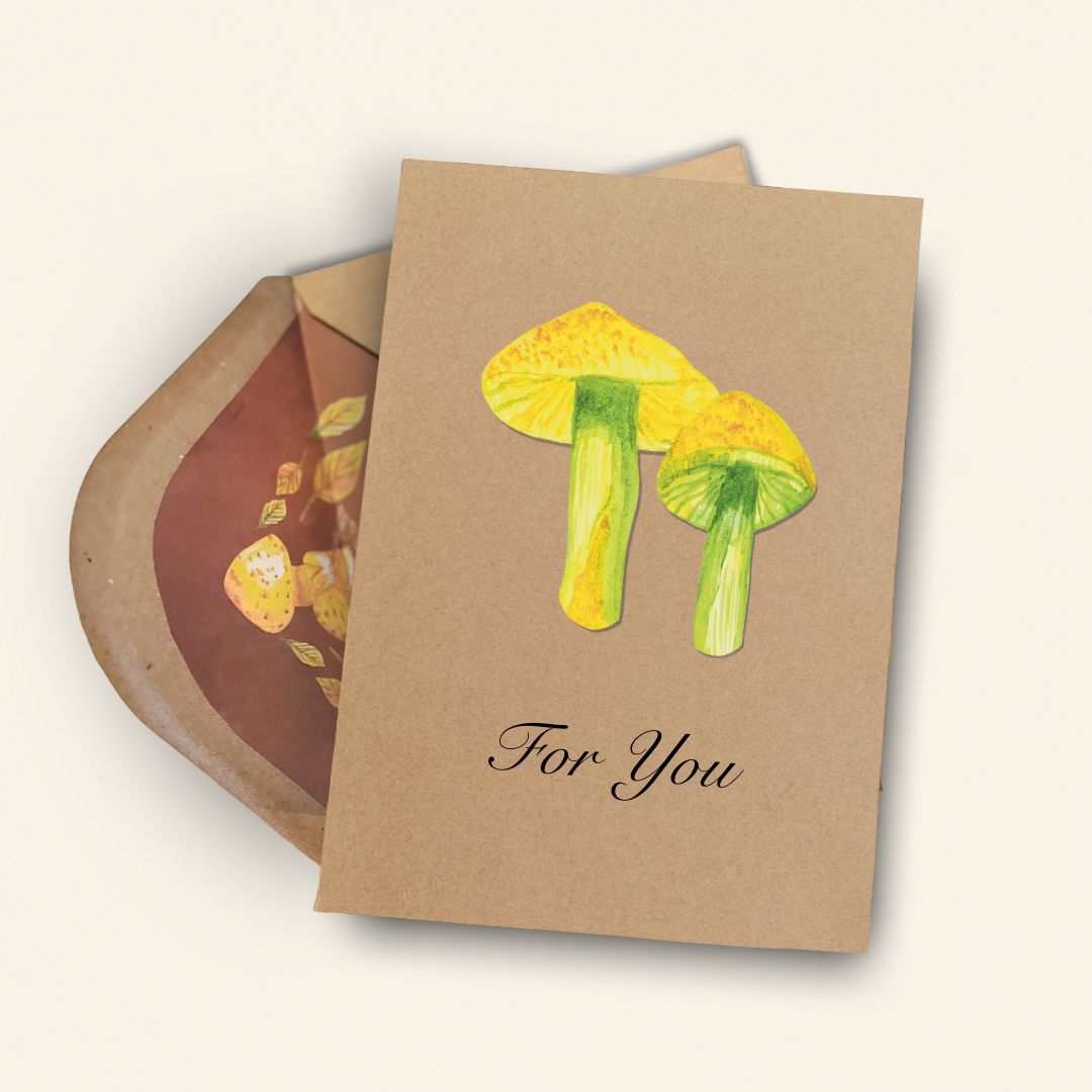 Handmade Parrot Waxcap Mushroom Greetings Card | Personalised & Eco Friendly