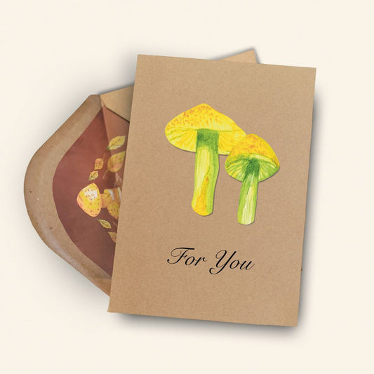 Handmade Parrot Waxcap Mushroom Greetings Card | Personalised & Eco Friendly