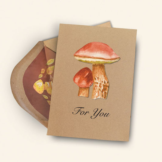 Handmade Penny Bun Mushroom Greetings Card | Personalised & Eco Friendly