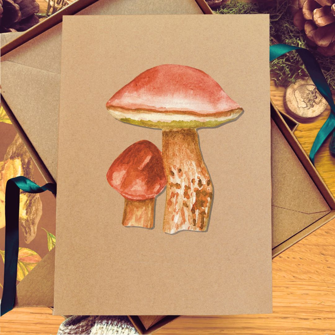 Handmade Penny Bun Mushroom Greetings Card | Personalised & Eco Friendly