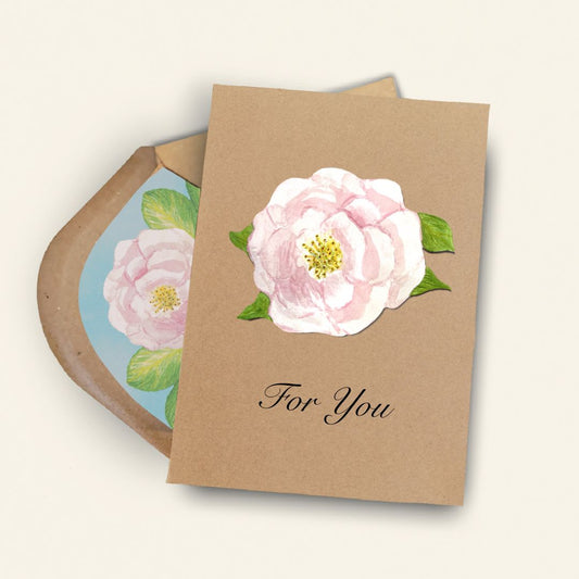 Handmade Pink Rose Greetings Card | Personalised & Eco Friendly