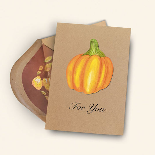 Handmade Orange Field Pumpkin Greetings Card | Personalised & Eco Friendly