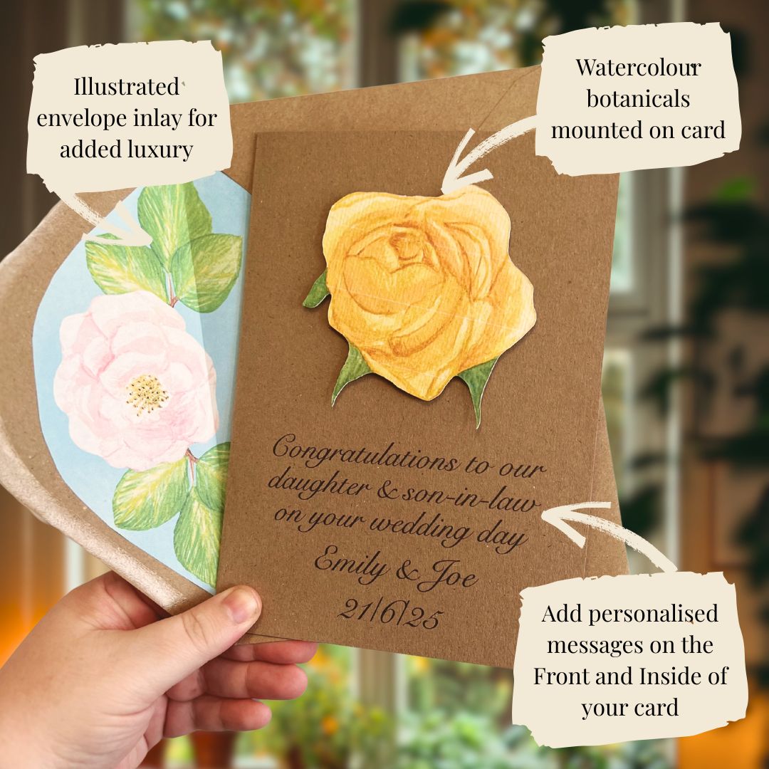 Handmade Lavender Rose Greetings Card | Personalised & Eco Friendly