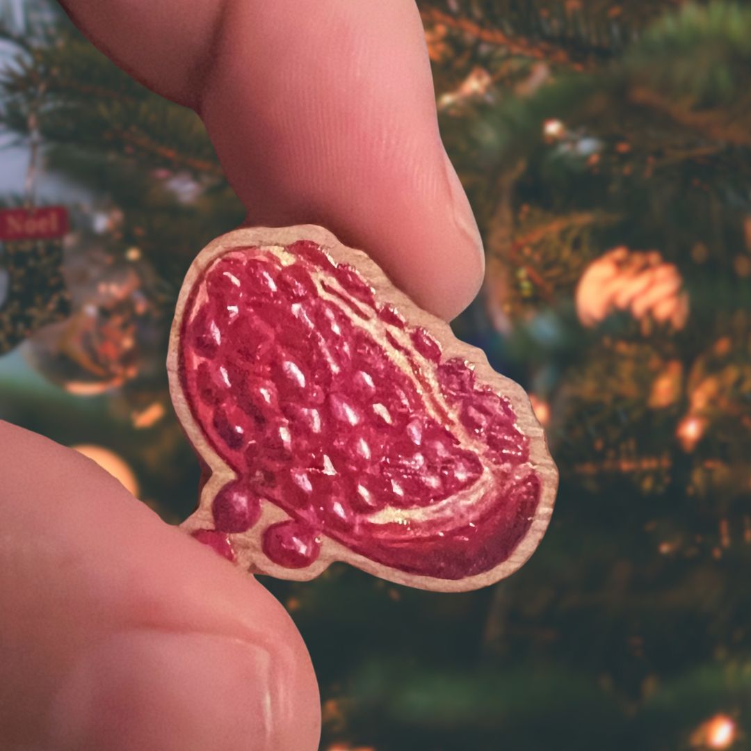 Pomegranate Wooden Pin | Eco Friendly Nature Inspired Accessory