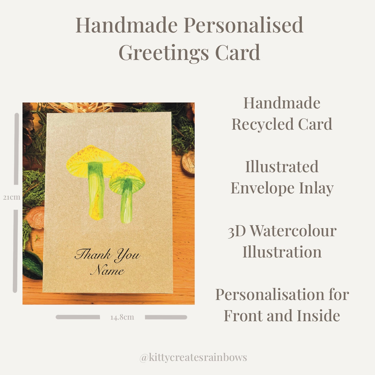 Parrot waxcap mushroom greetings card infographic