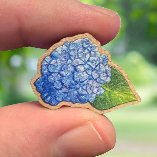 Hydrangea Wooden Pin | Eco Friendly Nature Inspired Accessory