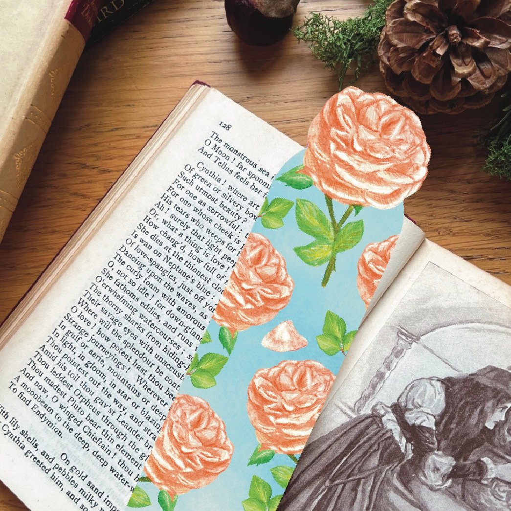 Peach Rose Garden Bookmark