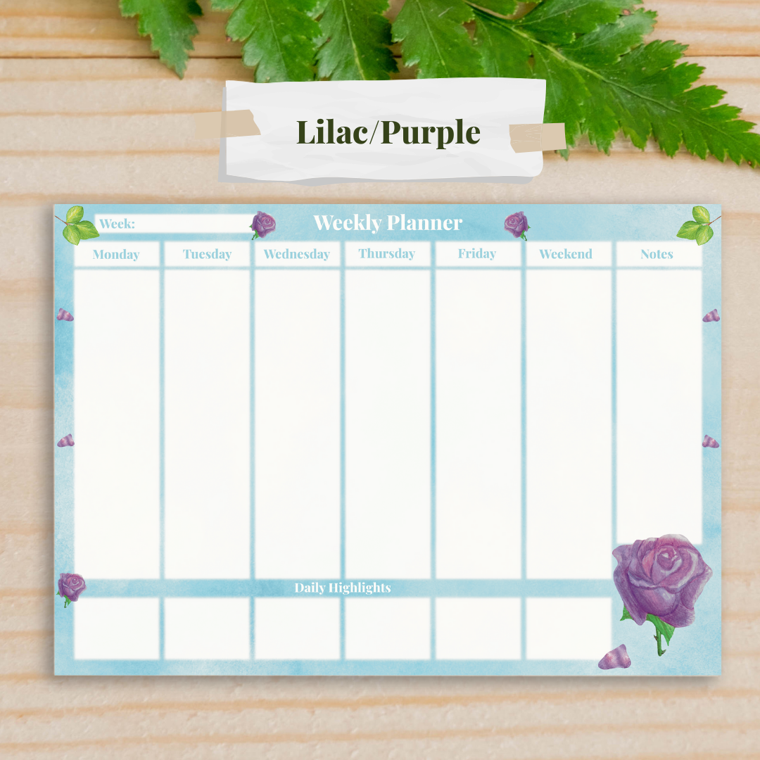 Rose Garden Weekly Planner Pads in Sky Blue