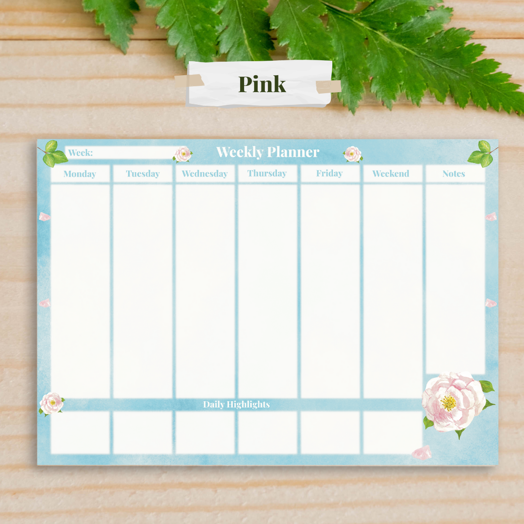 Rose Garden Weekly Planner Pads in Sky Blue