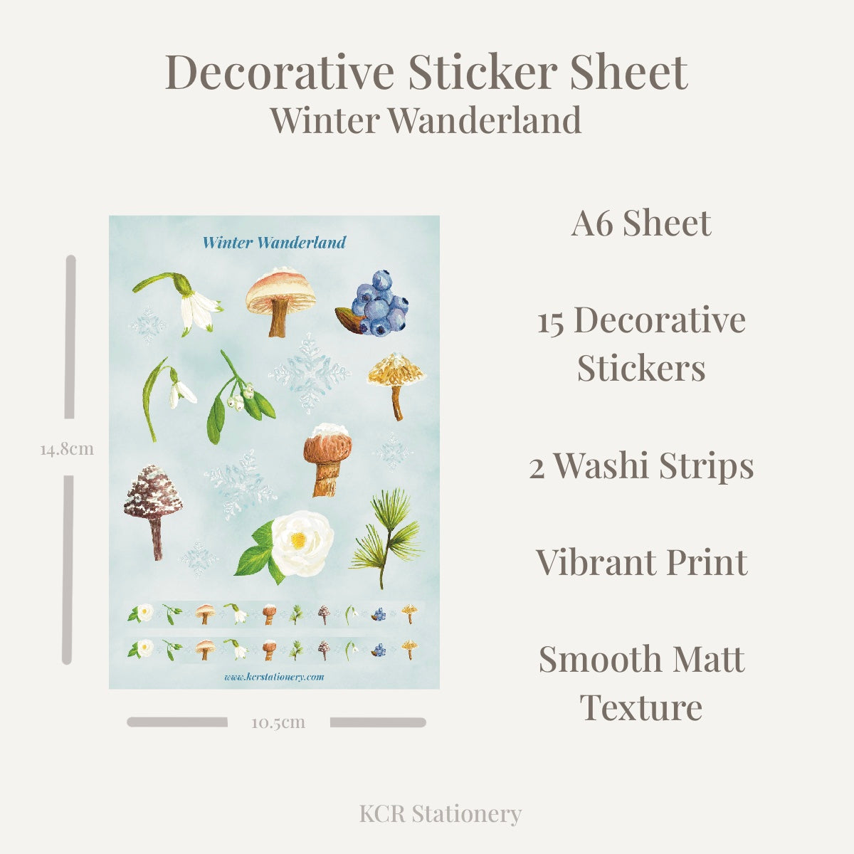 Winter Wanderland Botanical Sticker Sheets with Washi