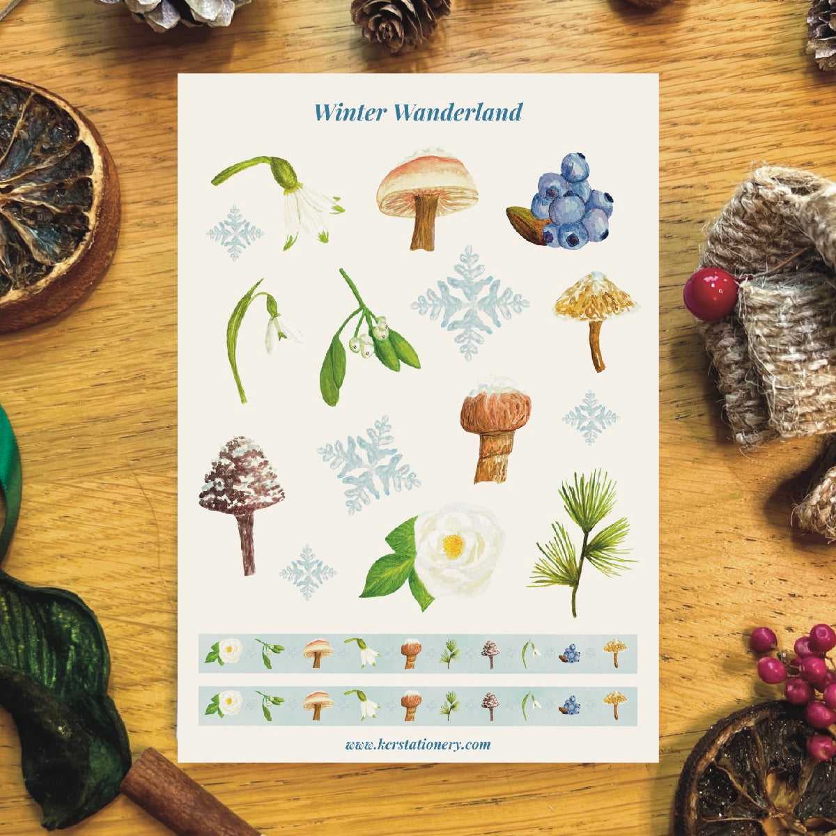 Winter Wanderland Botanical Sticker Sheets with Washi