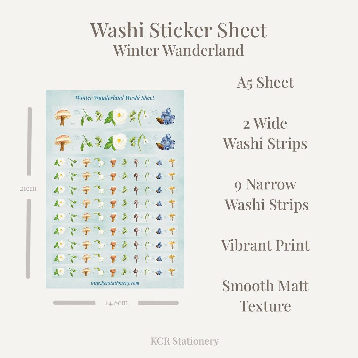 Winter Wanderland Botanical Sticker Sheets with Washi